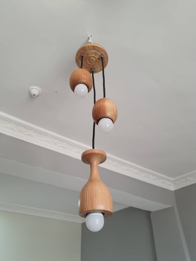 3 head wooden ceiling light